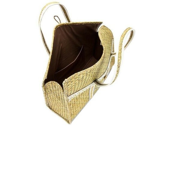 AMUSE SOCIETY Palm Woven Basket Bag Natural Straw Beach - Picture 6 of 13